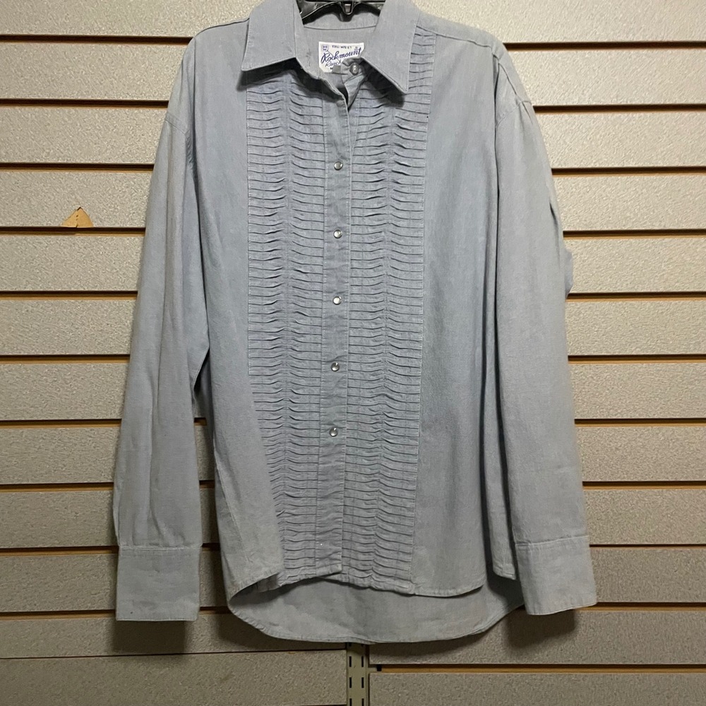 Vintage Rockmount Ranch Wear Western Shirt Pleated Front Long Sleeve Blouse Sz L